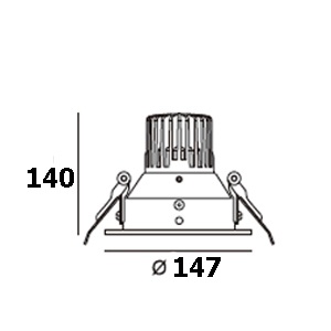ขนาดไฟดาวไลท์ LED 20W LUZE-L