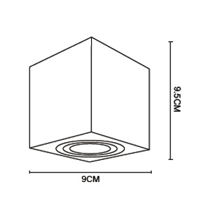 ขนาดไฟดาวน์ไลท์ติดลอย LINDA-S GU10